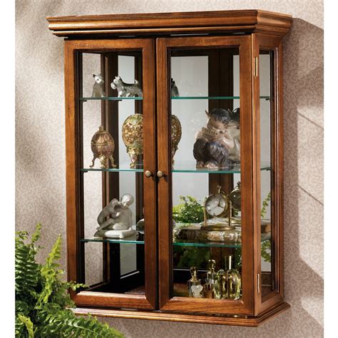 wall mounted curio cabinets cheap